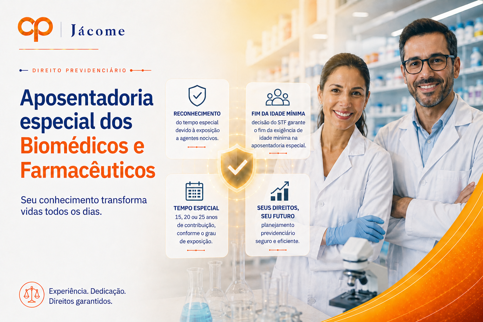 A aposentadoria especial dos biomédicos e farmacêuticos pode garantir a concessão do benefício com regras diferenciadas para profissionais expostos a agentes biológicos e químicos. O direito, porém, não é automático e depende da comprovação da exposição por meio de documentos como PPP e laudos técnicos. A recente decisão do STF que afastou a exigência de idade mínima trouxe mudanças importantes para esses trabalhadores. Neste artigo, explicamos quem pode ter direito ao benefício, quais documentos são necessários e como funciona o reconhecimento do tempo especial. Entenda as regras atualizadas e saiba como proteger seus direitos previdenciários. Aposentadoria especial dos Biomédicos e Farmacêuticos